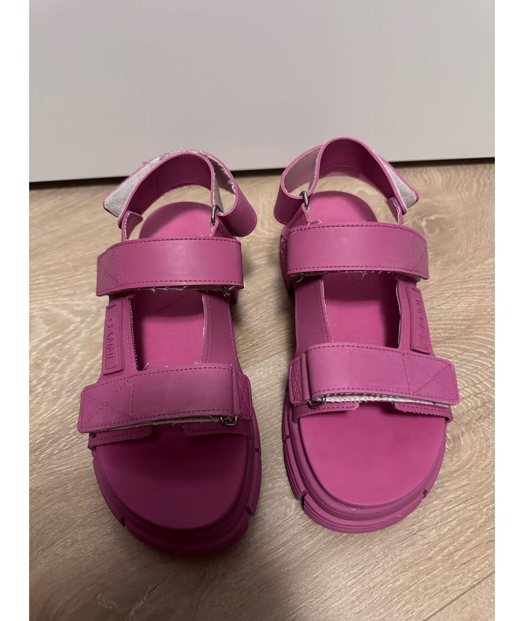 GANNI Розовые кожаные сандалии, фото 2