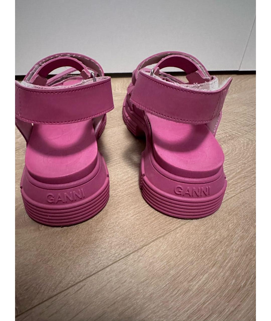 GANNI Розовые кожаные сандалии, фото 4
