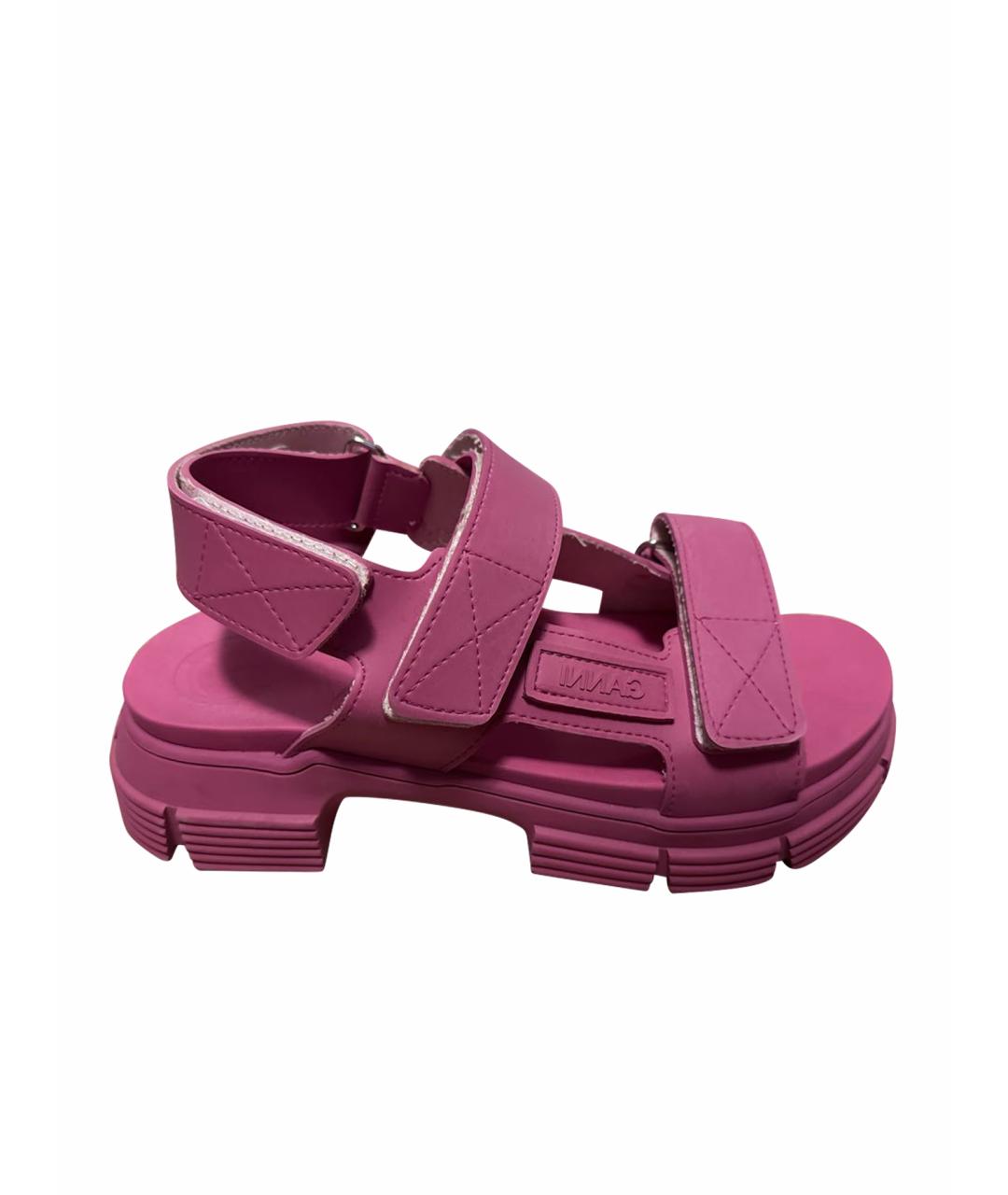 GANNI Розовые кожаные сандалии, фото 1