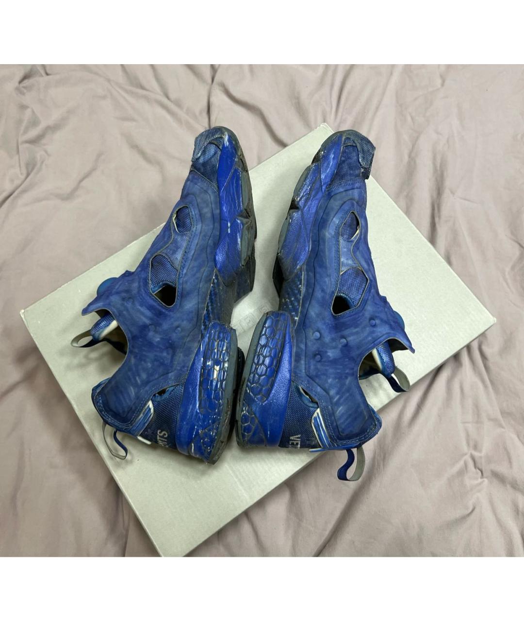 VETEMENTS Синие текстильные низкие кроссовки / кеды, фото 4