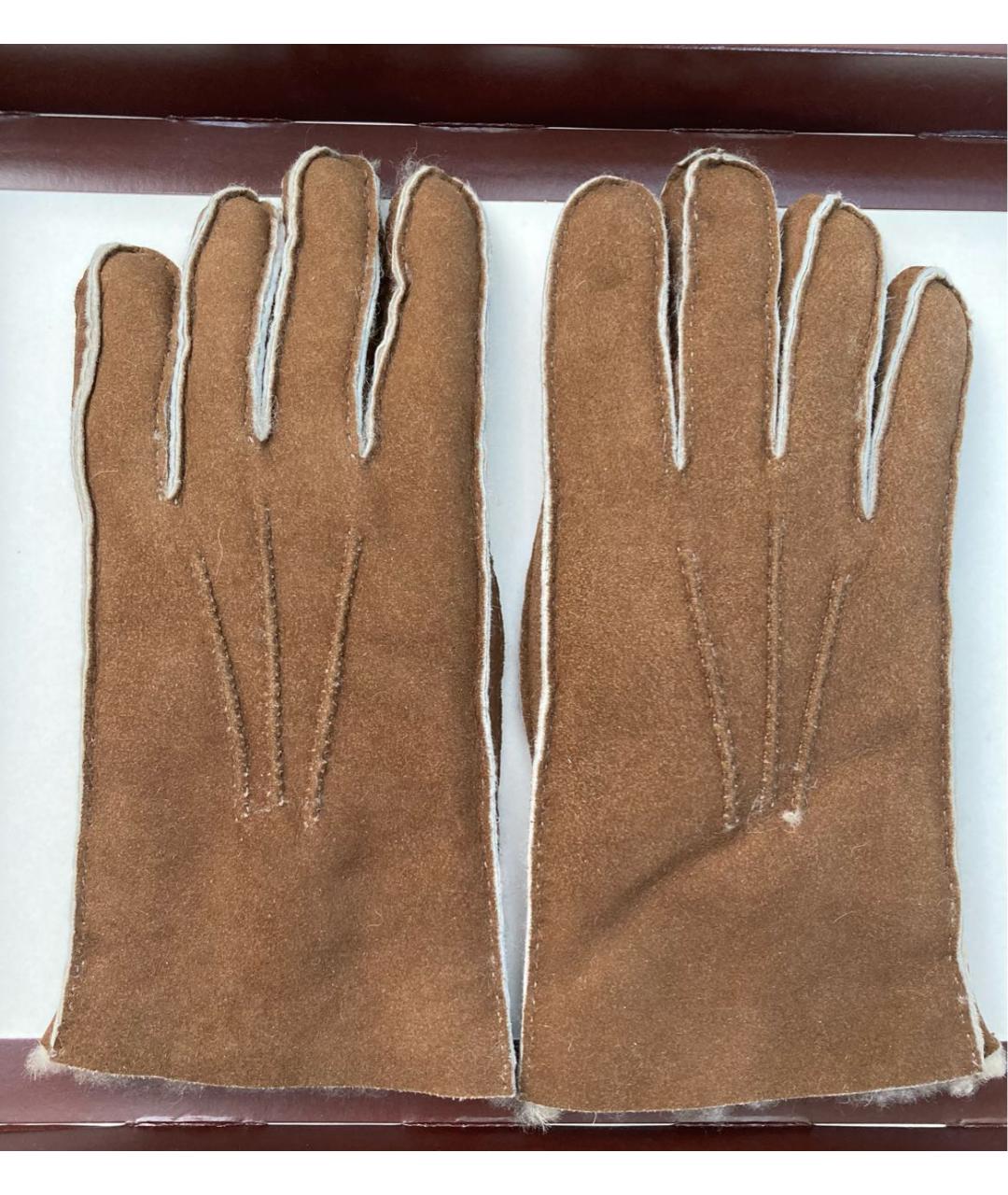 PRADA Коричневые кожаные перчатки, фото 9