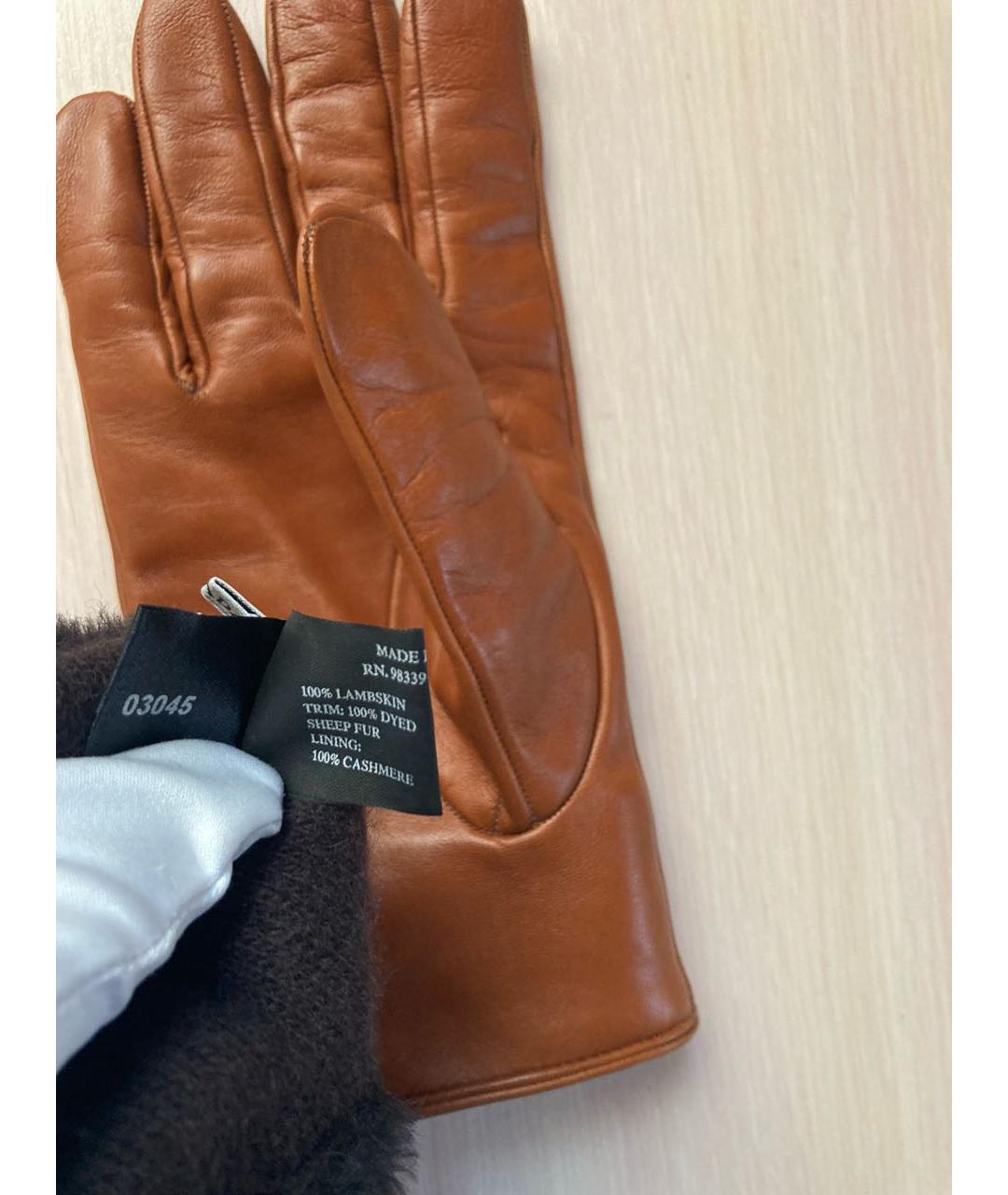 PRADA Оранжевое кожаные перчатки, фото 6