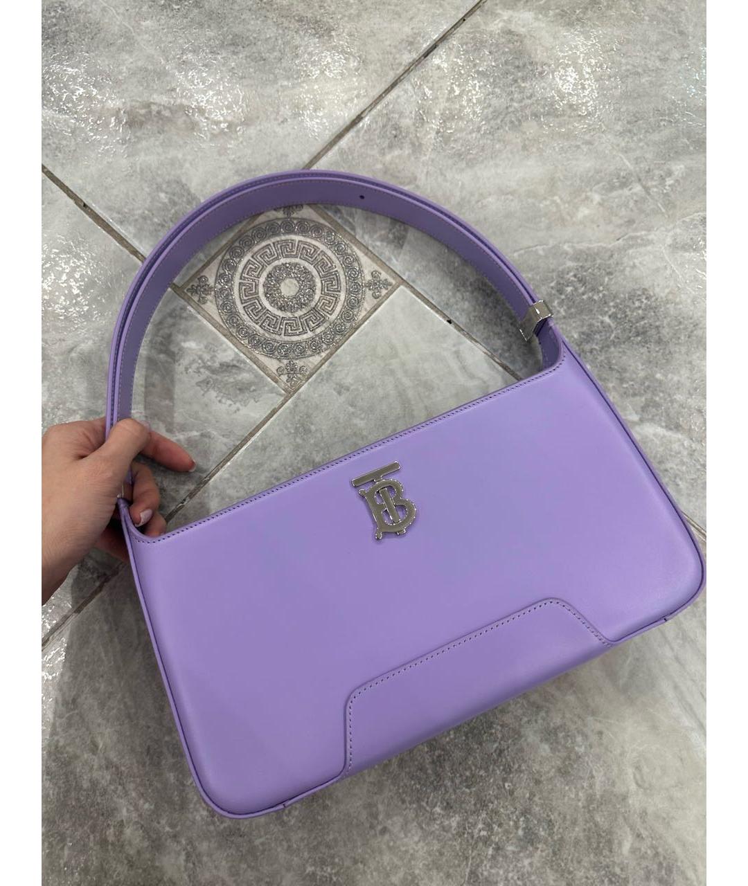 BURBERRY Фиолетовая кожаная сумка через плечо, фото 6