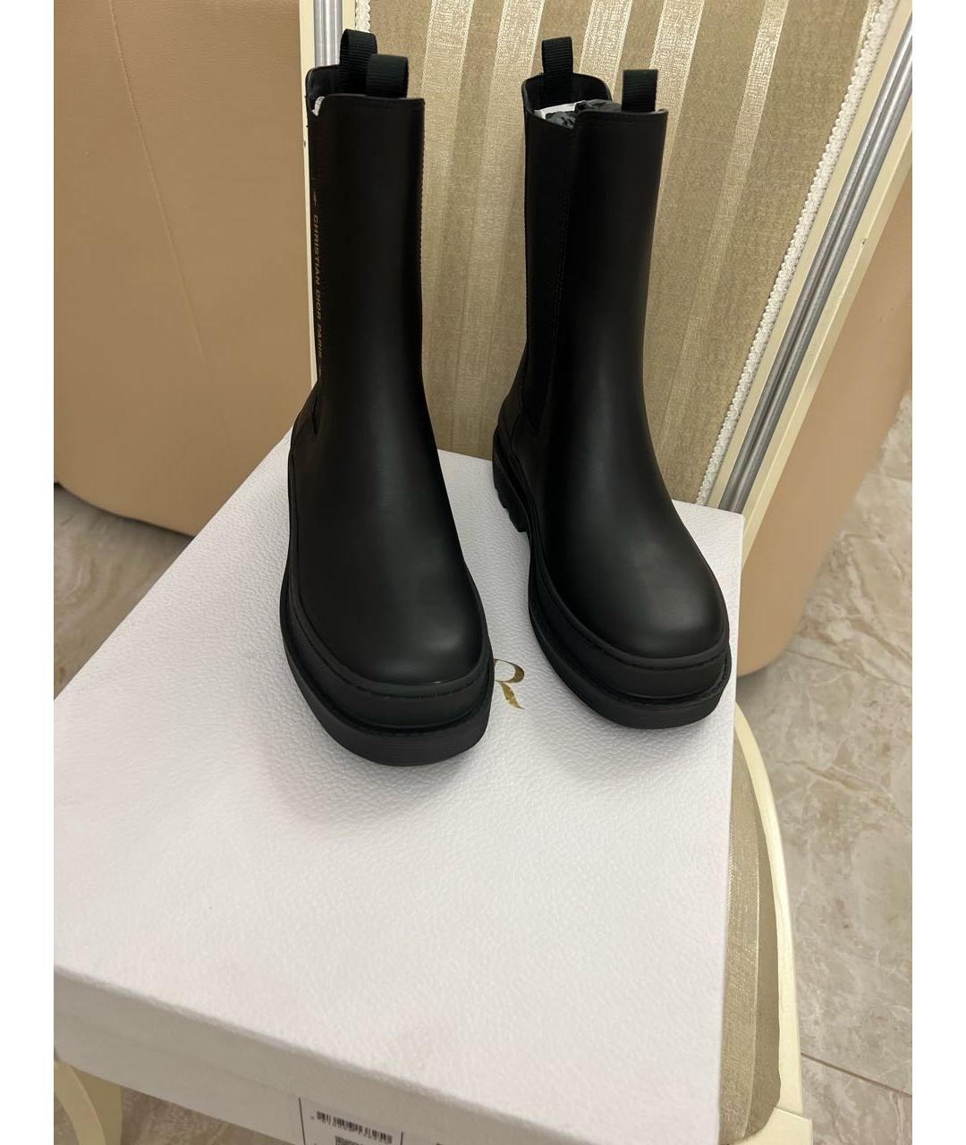 CHRISTIAN DIOR Черные кожаные ботинки, фото 4