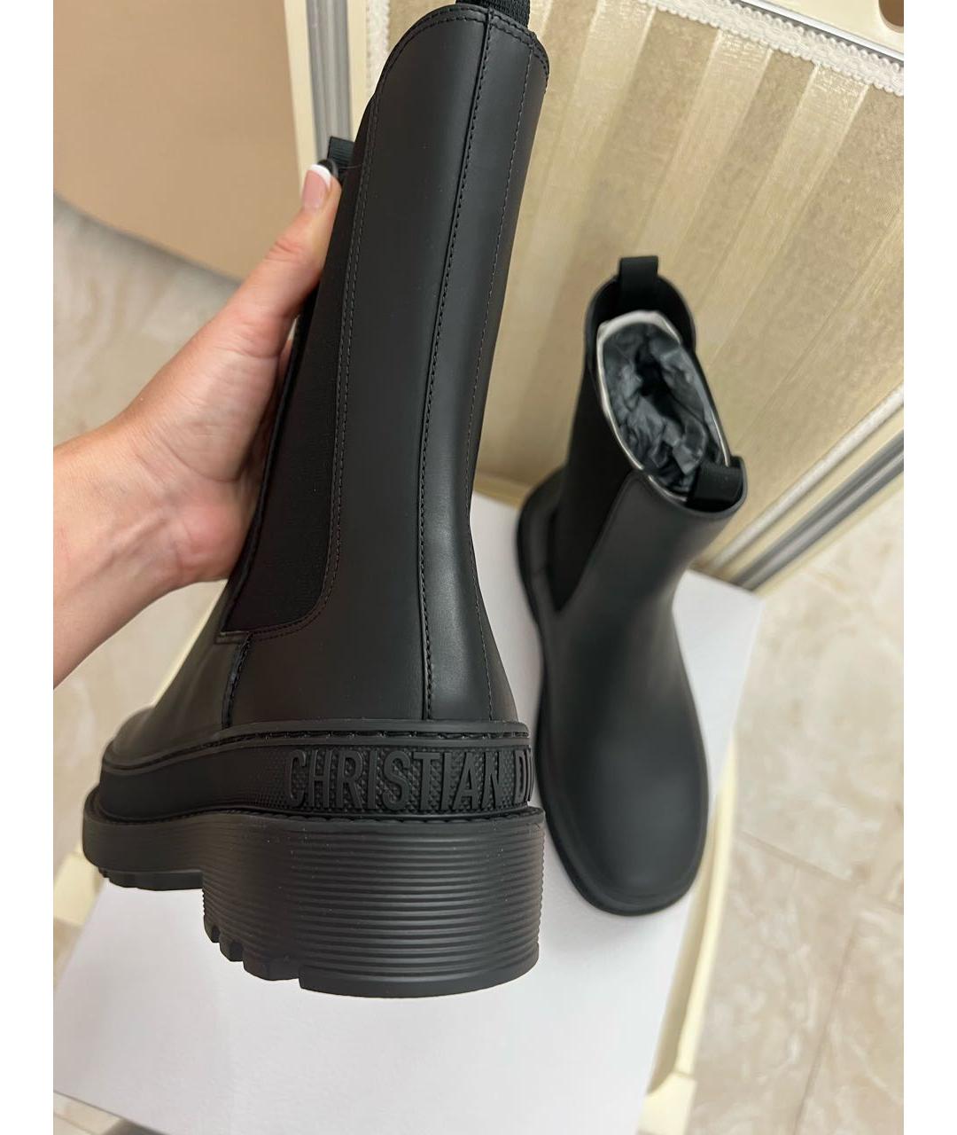 CHRISTIAN DIOR Черные кожаные ботинки, фото 5