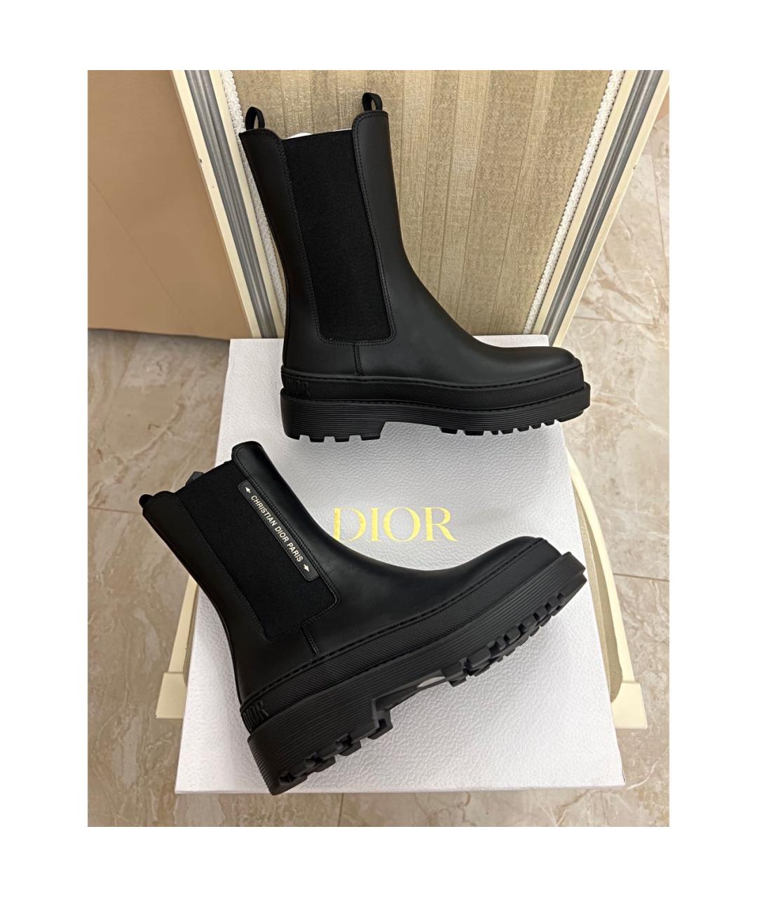 CHRISTIAN DIOR Черные кожаные ботинки, фото 7