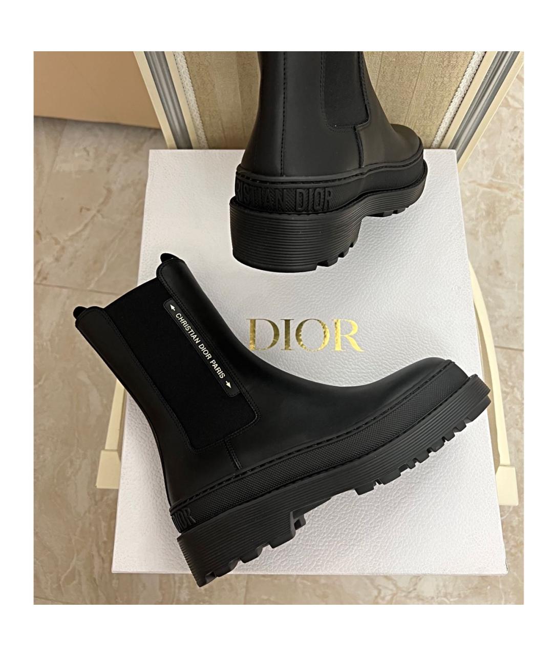 CHRISTIAN DIOR Черные кожаные ботинки, фото 2