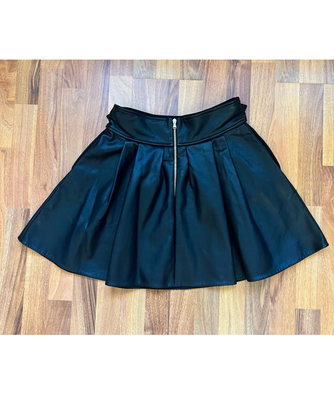 ROBERTO CAVALLI Черная полиуретановая юбка мини, фото 2
