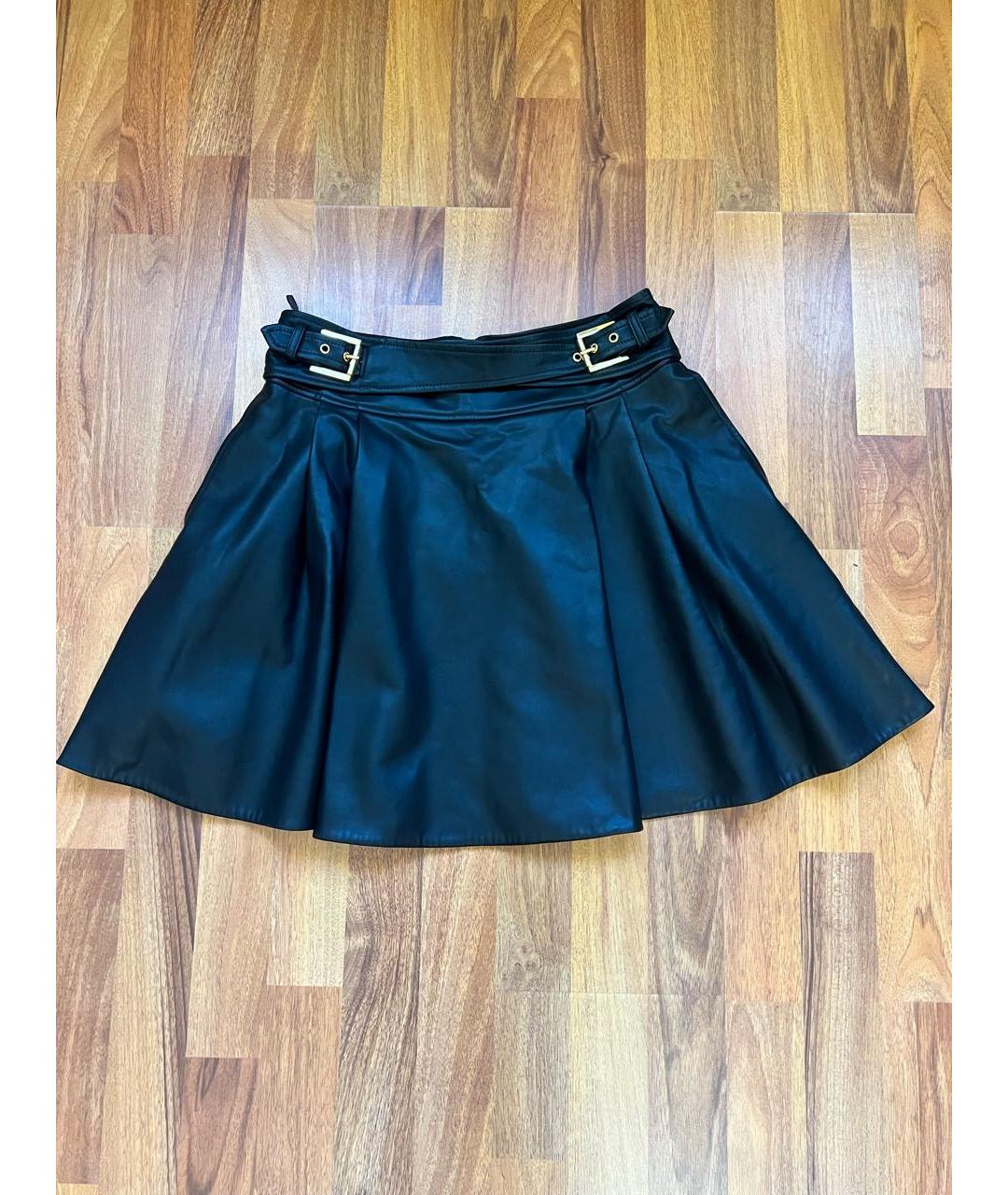 ROBERTO CAVALLI Черная полиуретановая юбка мини, фото 9