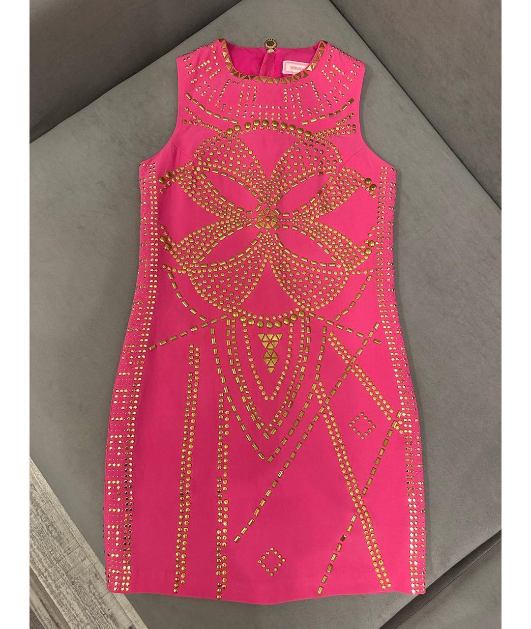 VERSACE Розовое шелковое коктейльное платье, фото 9