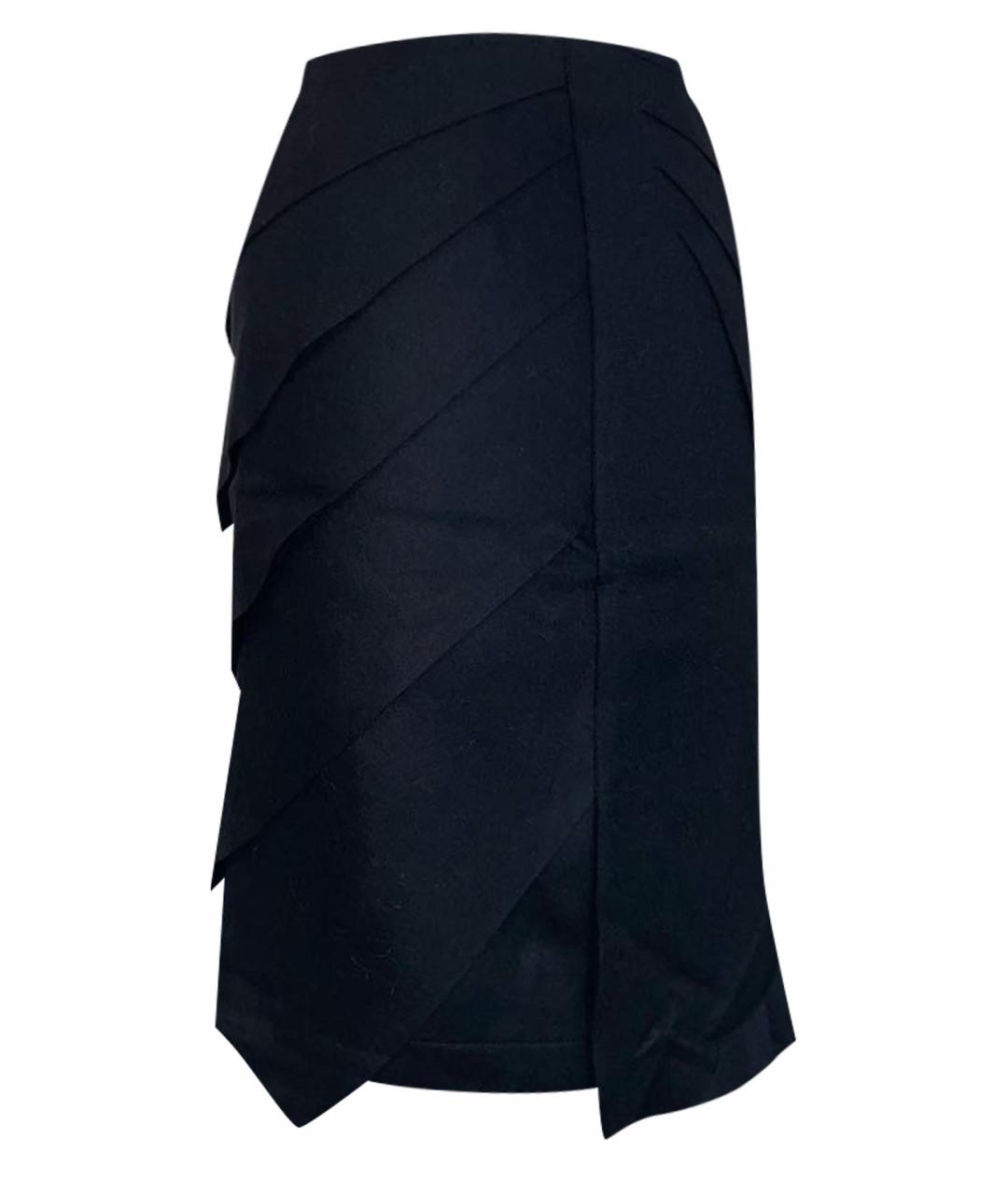 FENDI Черная шерстяная юбка миди, фото 1