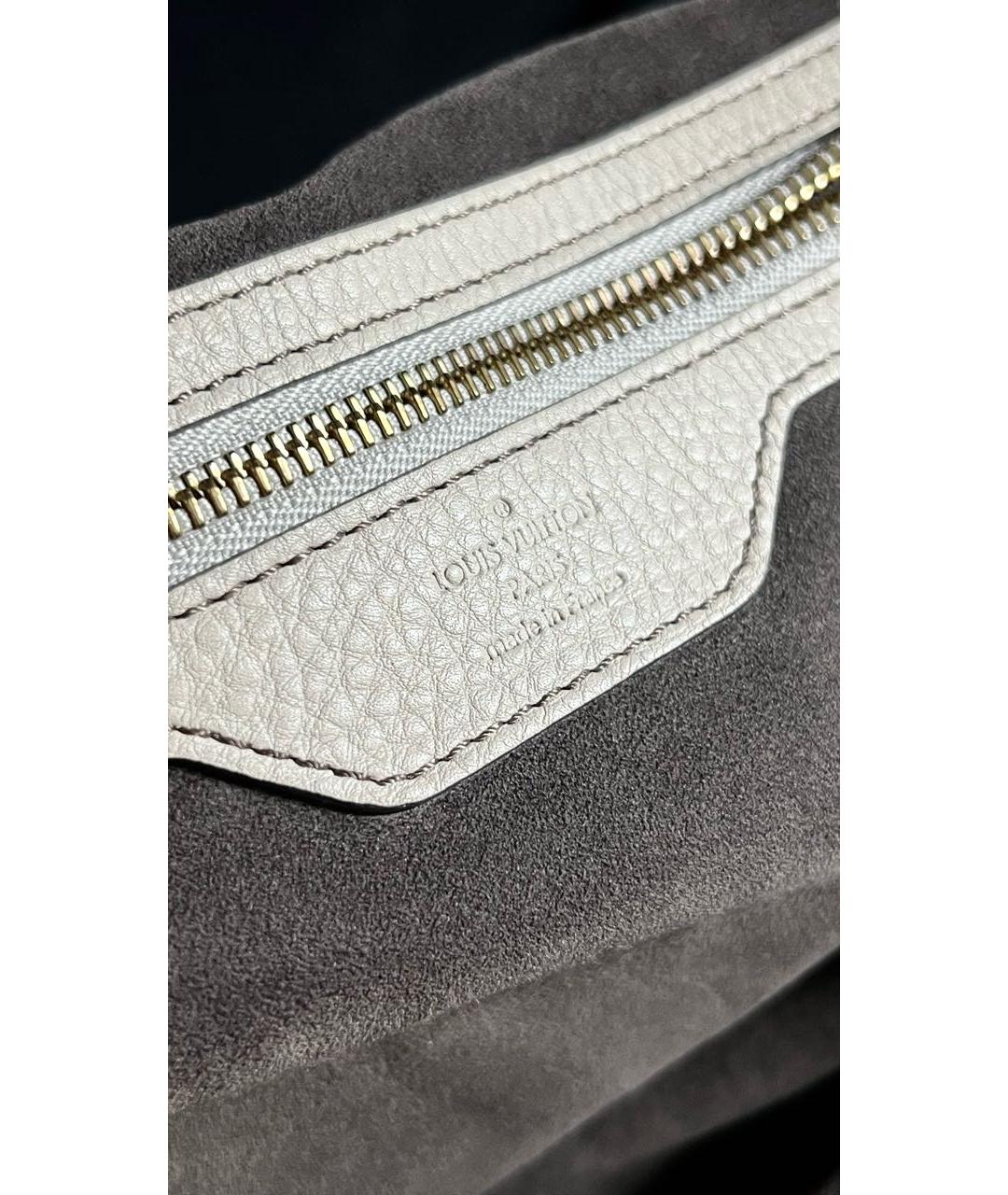 LOUIS VUITTON Бежевая кожаная сумка тоут, фото 7