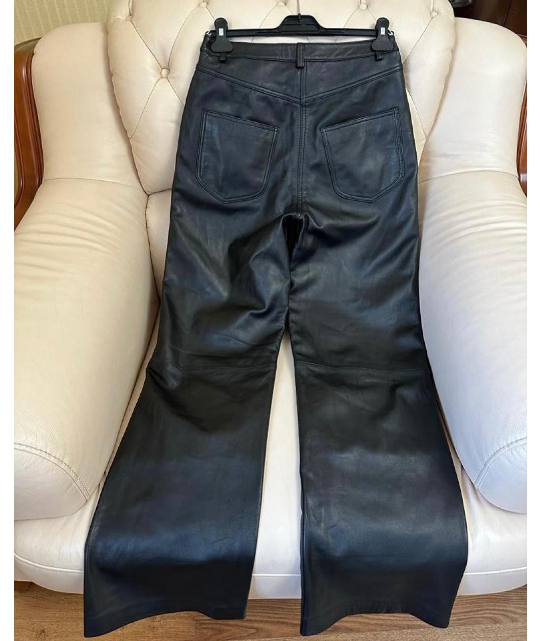 MUUBAA Черные кожаные прямые брюки, фото 2