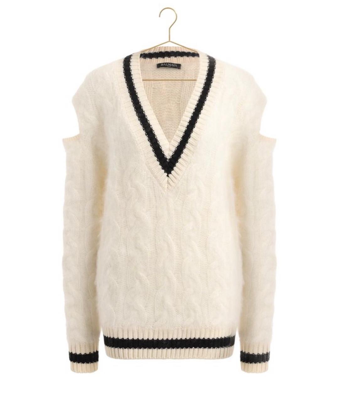 BALMAIN Белый шерстяной джемпер / свитер, фото 4