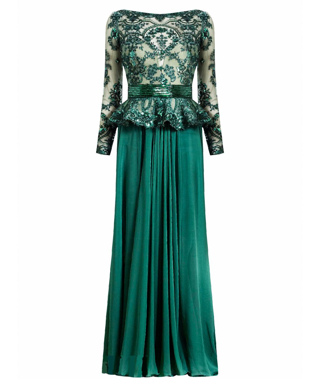 ZUHAIR MURAD Зеленые шелковое вечернее платье, фото 1