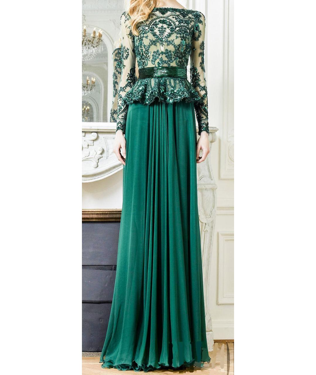 ZUHAIR MURAD Зеленые шелковое вечернее платье, фото 2
