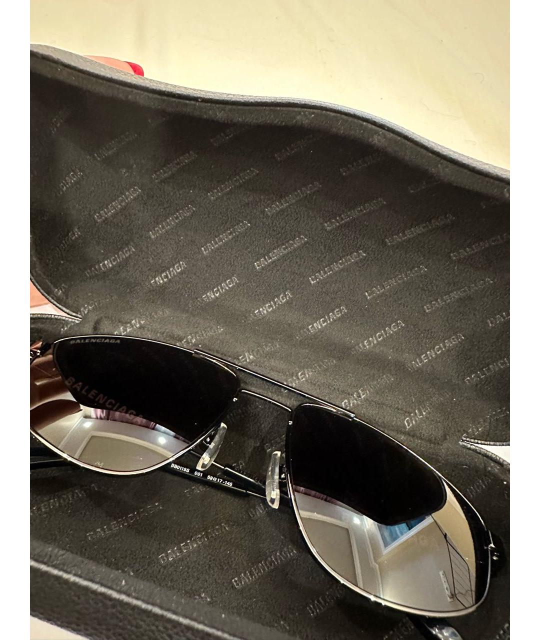 BALENCIAGA Черные металлические солнцезащитные очки, фото 7