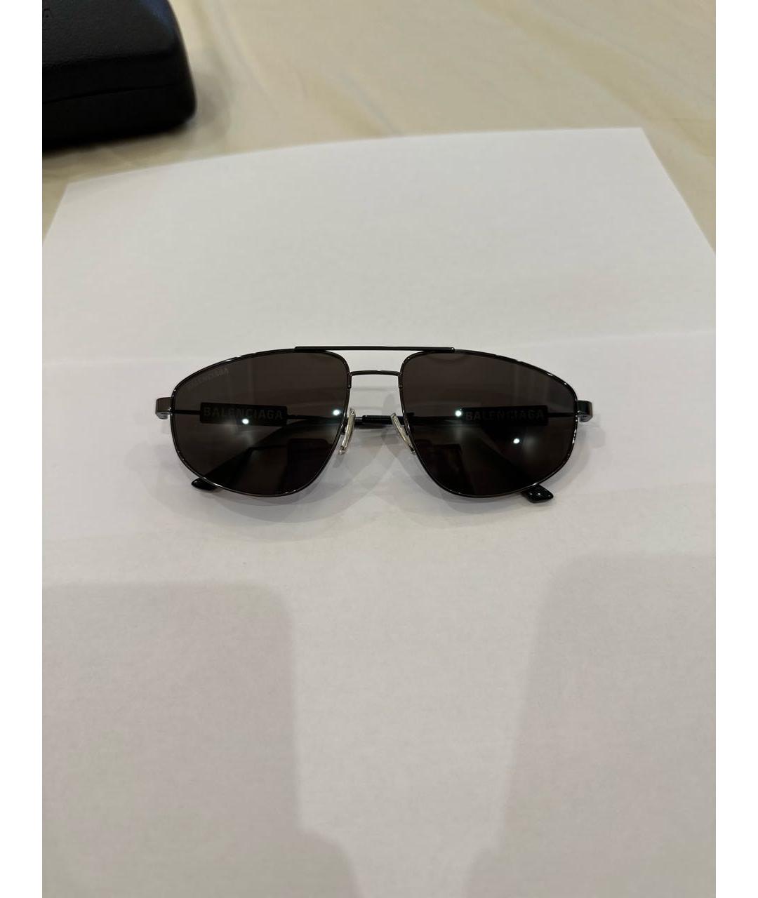 BALENCIAGA Черные металлические солнцезащитные очки, фото 9