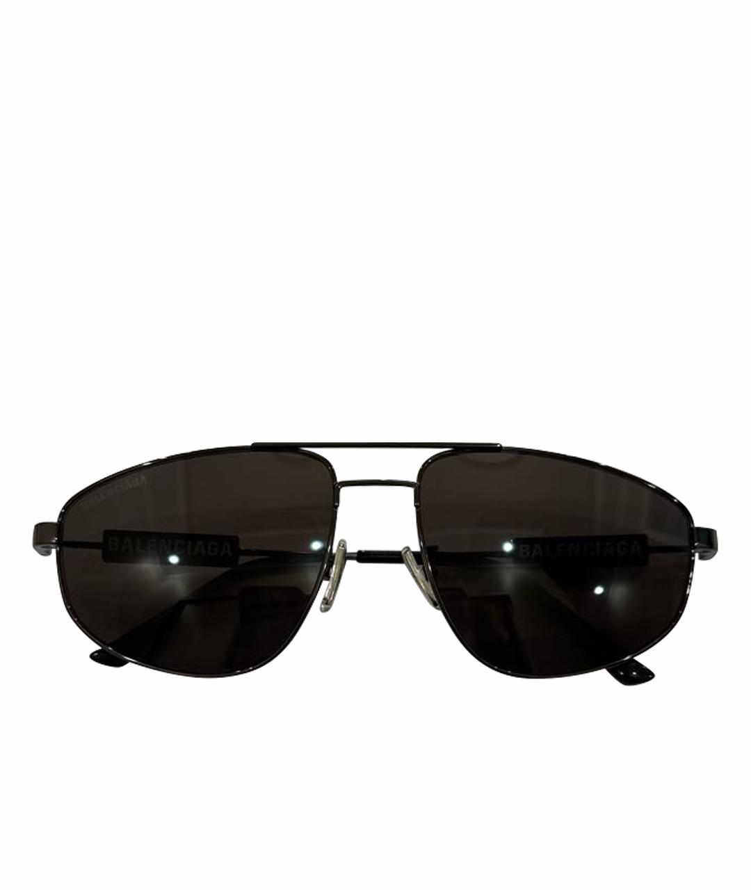 BALENCIAGA Черные металлические солнцезащитные очки, фото 1