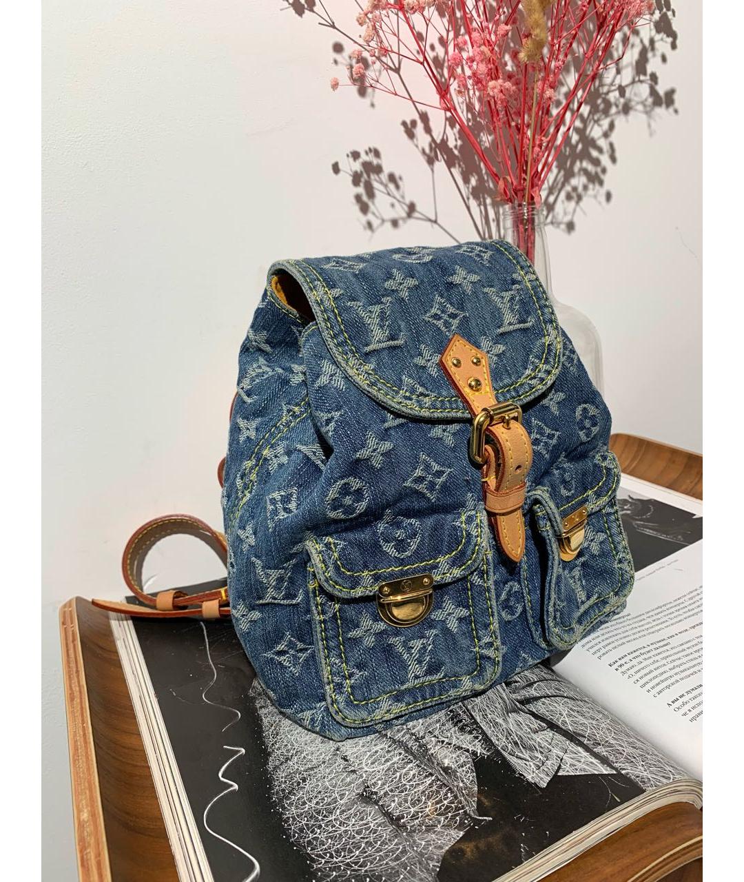LOUIS VUITTON Синий деним рюкзак, фото 4