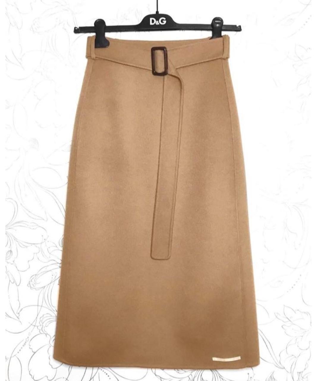 'S MAX MARA Бежевая шерстяная юбка миди, фото 2