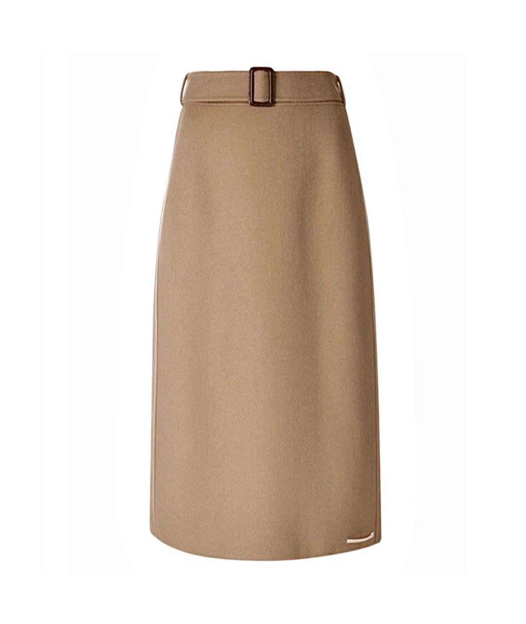 'S MAX MARA Бежевая шерстяная юбка миди, фото 8