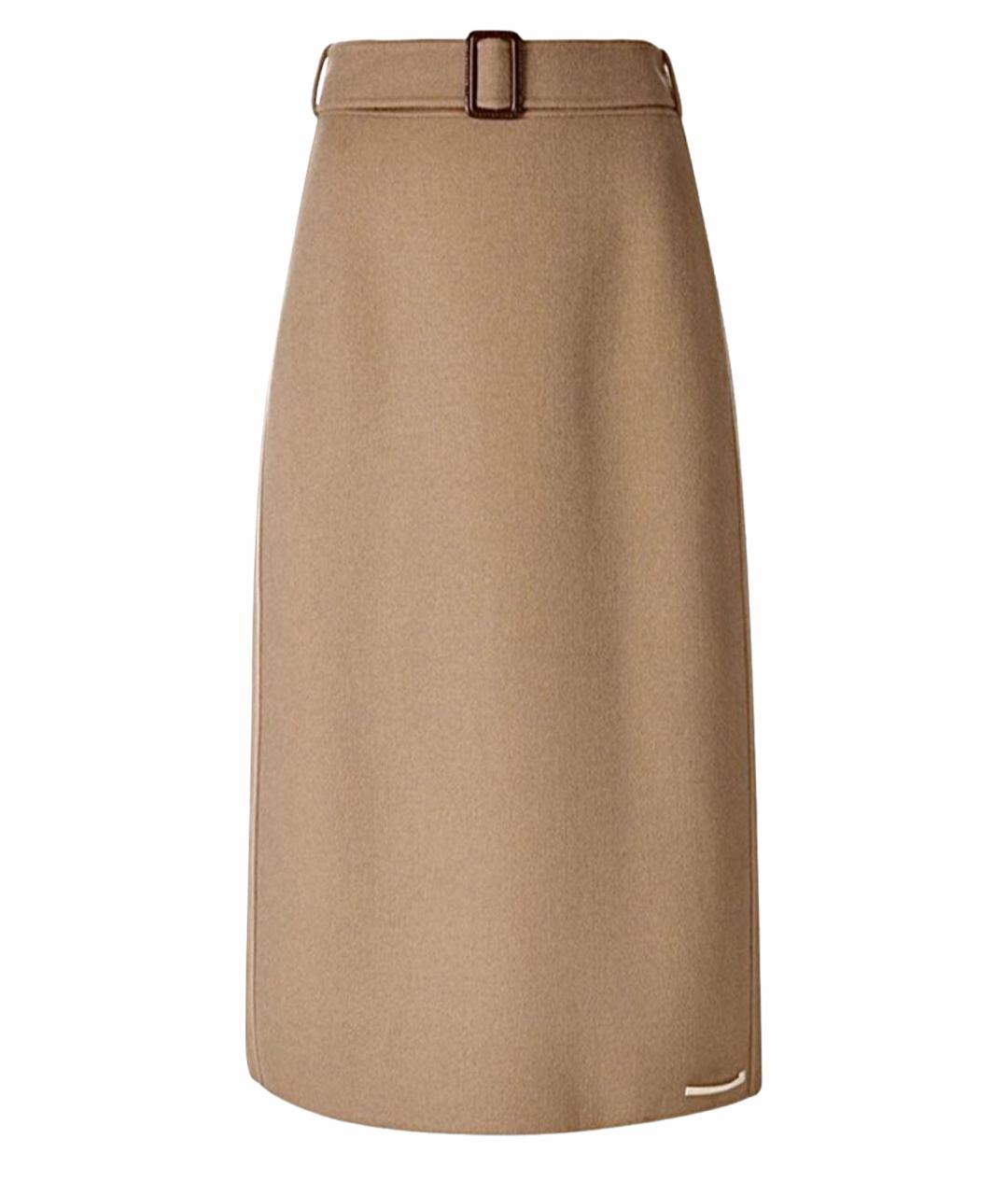 'S MAX MARA Бежевая шерстяная юбка миди, фото 1