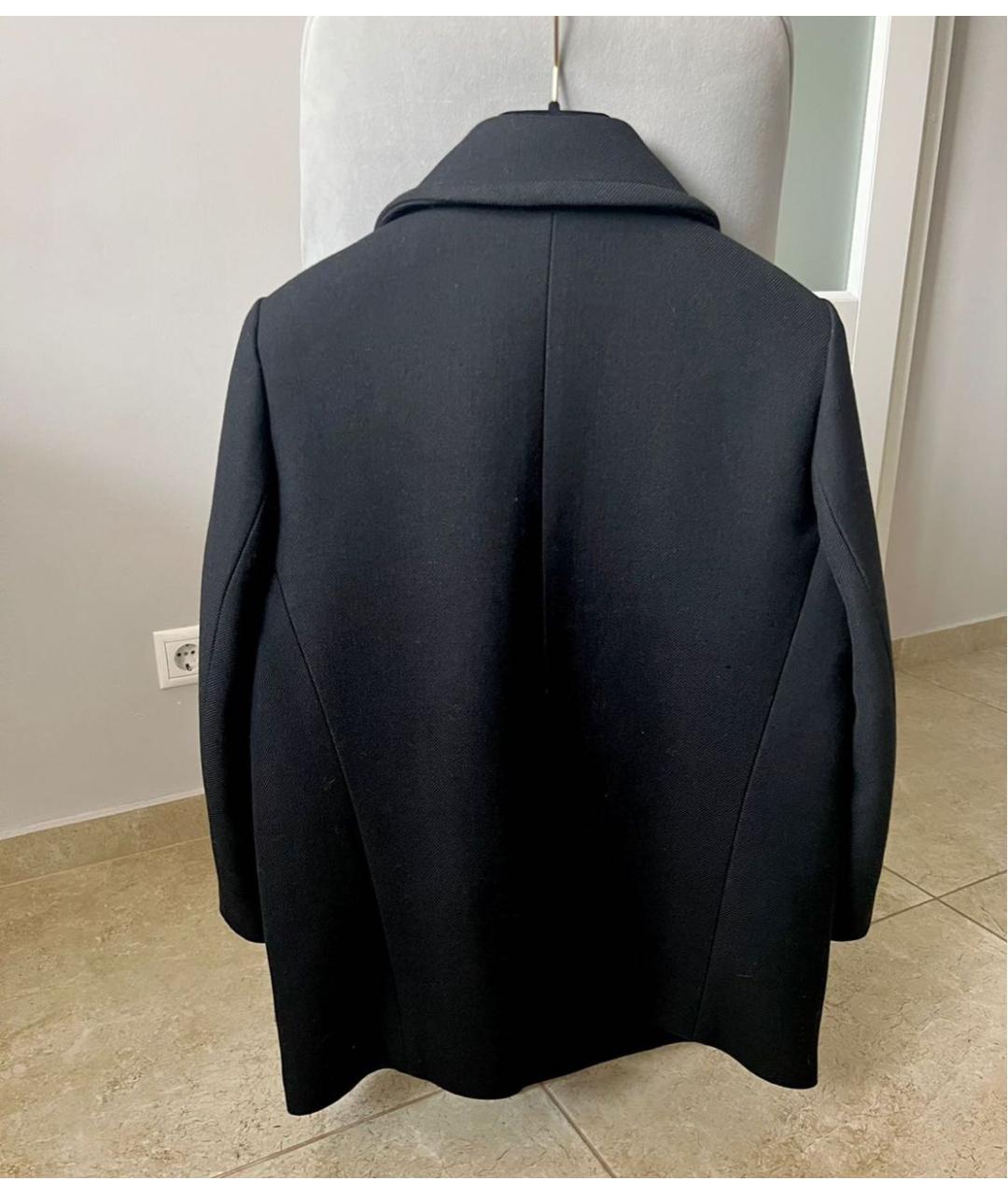 SAINT LAURENT Черное шерстяное пальто, фото 2