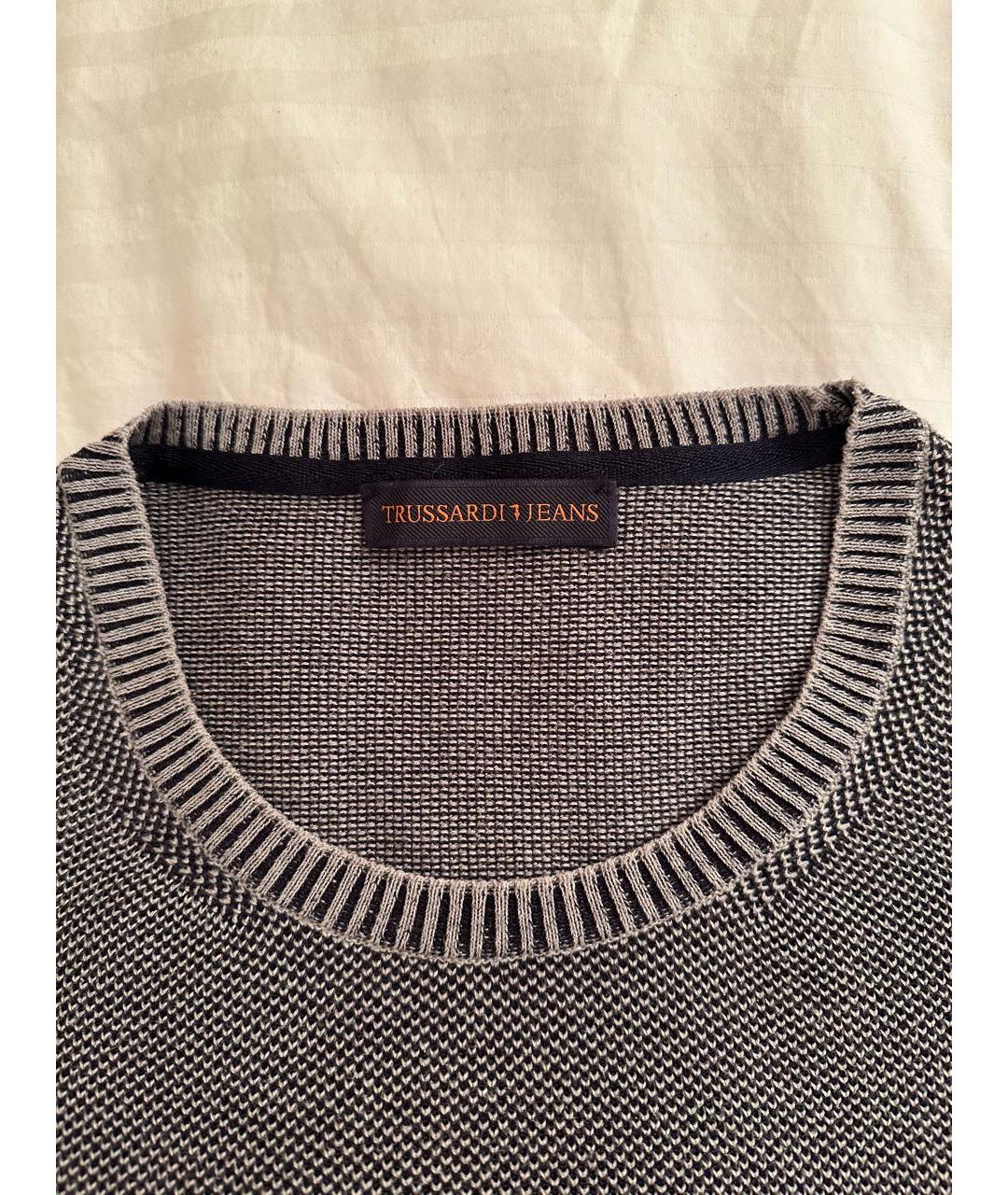 TRUSSARDI Серый хлопковый джемпер / свитер, фото 3