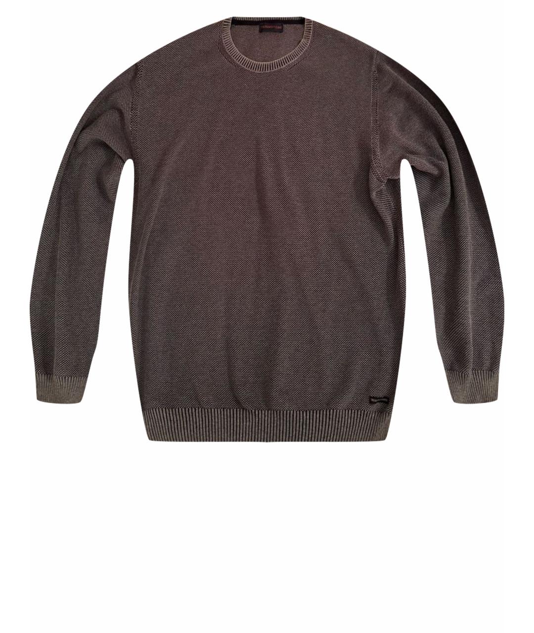 TRUSSARDI Серый хлопковый джемпер / свитер, фото 1