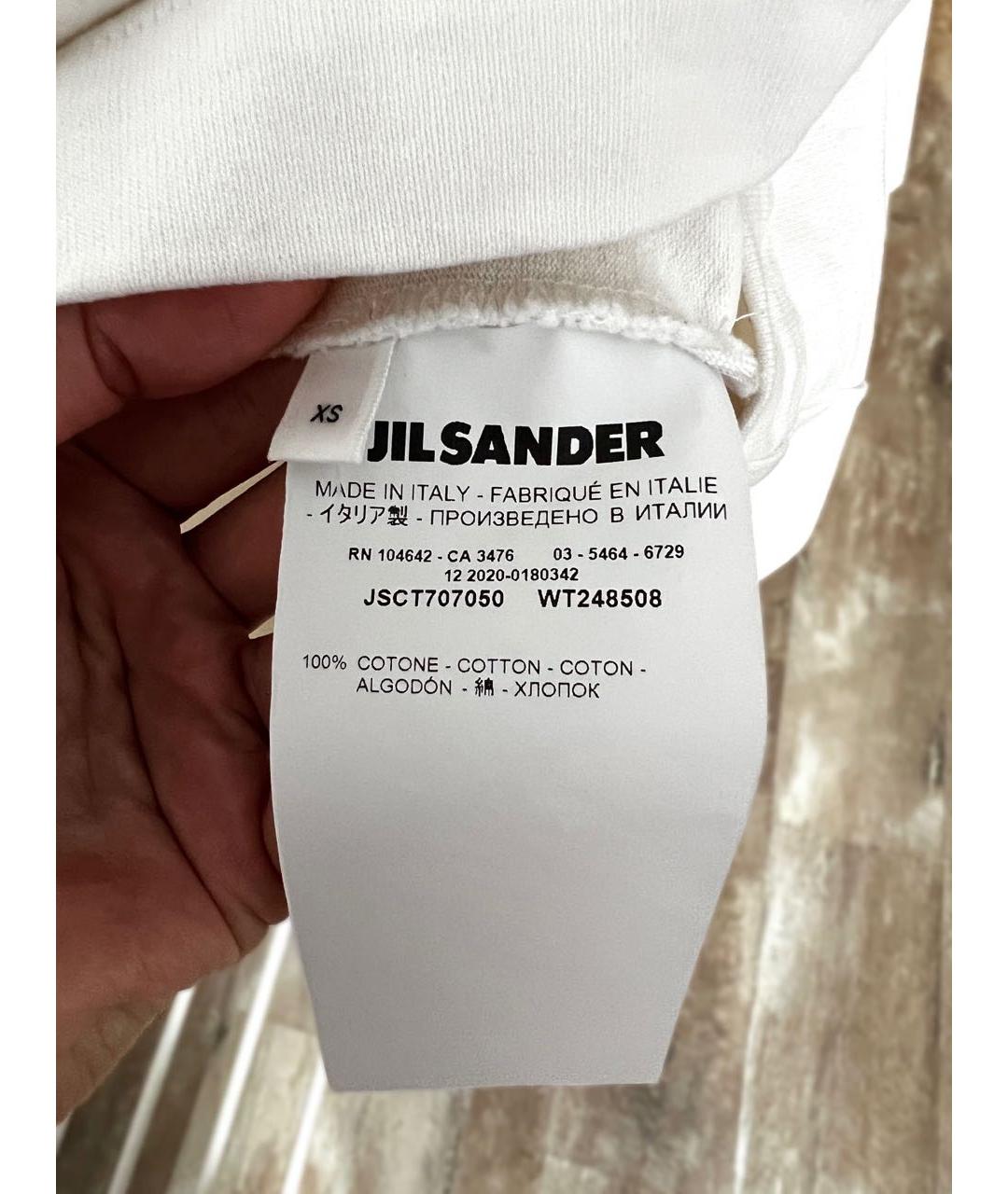 JIL SANDER Белая хлопковая футболка, фото 3