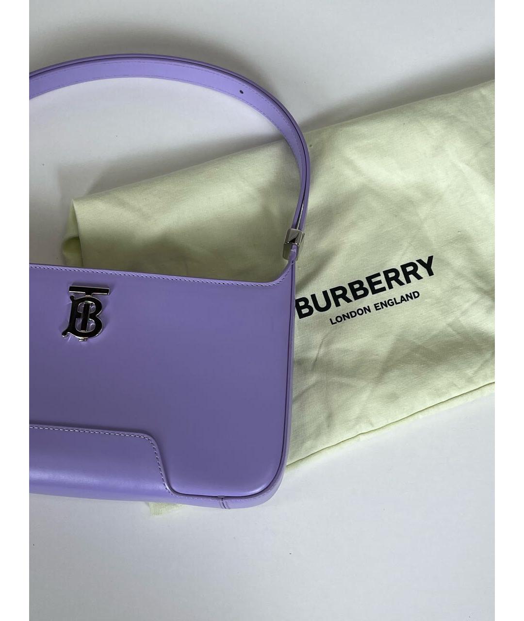 BURBERRY Фиолетовая кожаная сумка с короткими ручками, фото 7