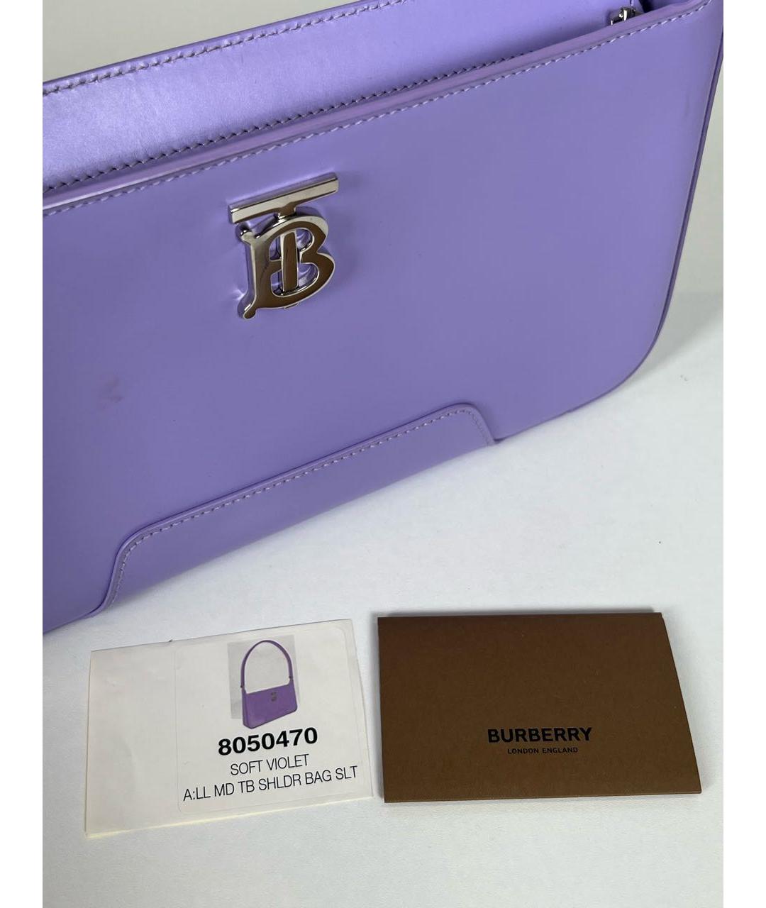 BURBERRY Фиолетовая кожаная сумка с короткими ручками, фото 6