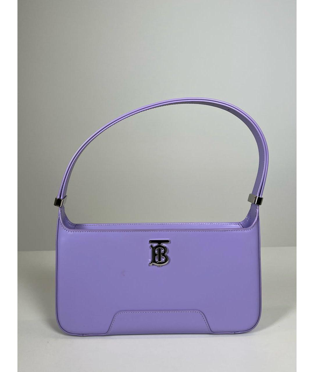 BURBERRY Фиолетовая кожаная сумка с короткими ручками, фото 9
