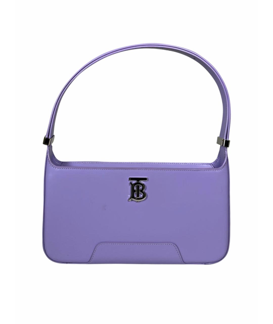 BURBERRY Фиолетовая кожаная сумка с короткими ручками, фото 1