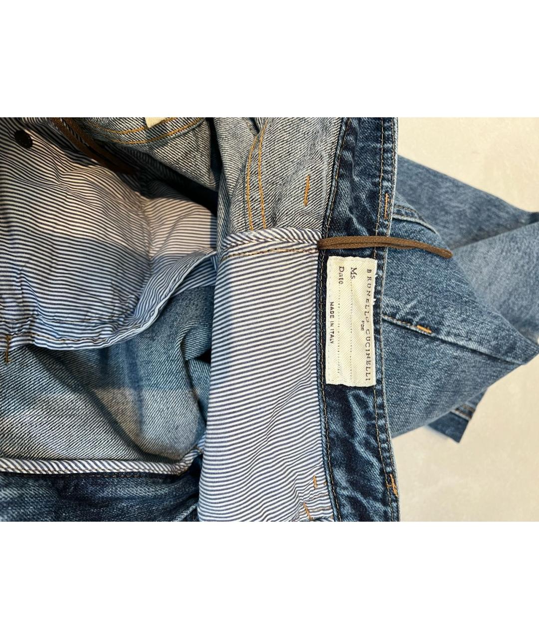 BRUNELLO CUCINELLI Синие хлопковые прямые джинсы, фото 6