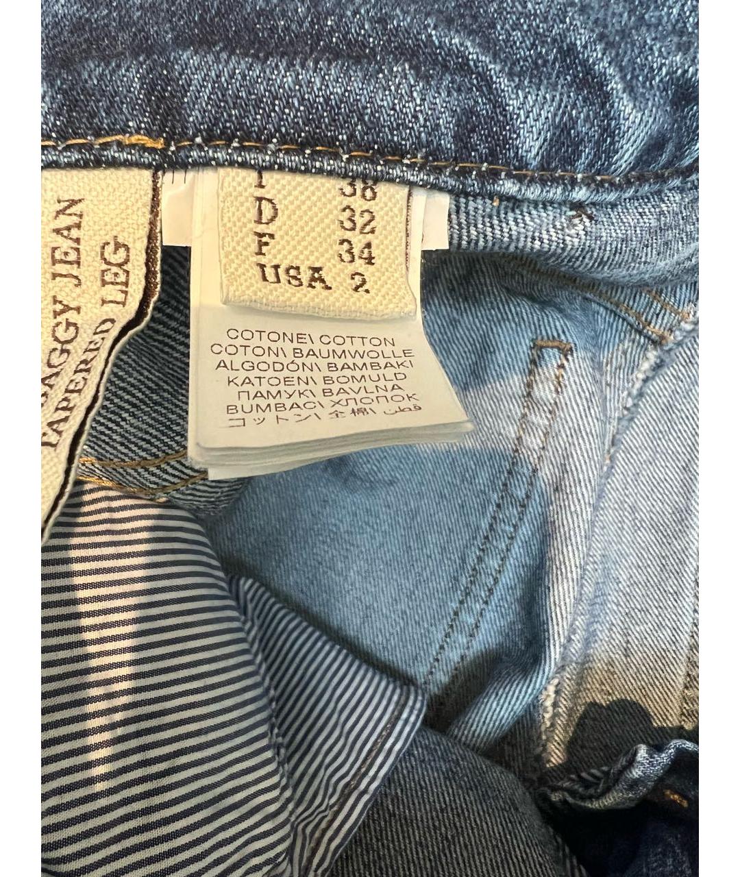 BRUNELLO CUCINELLI Синие хлопковые прямые джинсы, фото 3