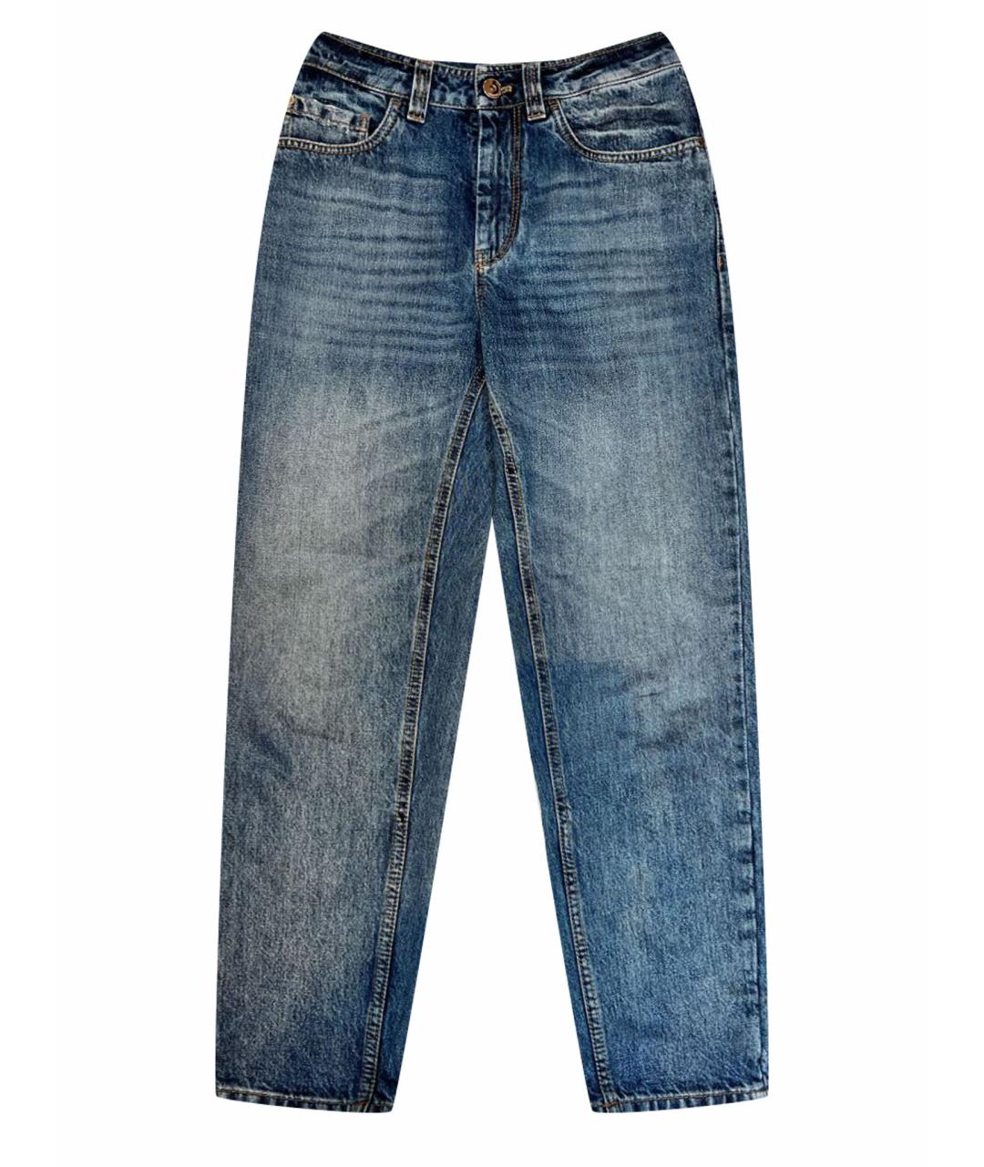 BRUNELLO CUCINELLI Синие хлопковые прямые джинсы, фото 1