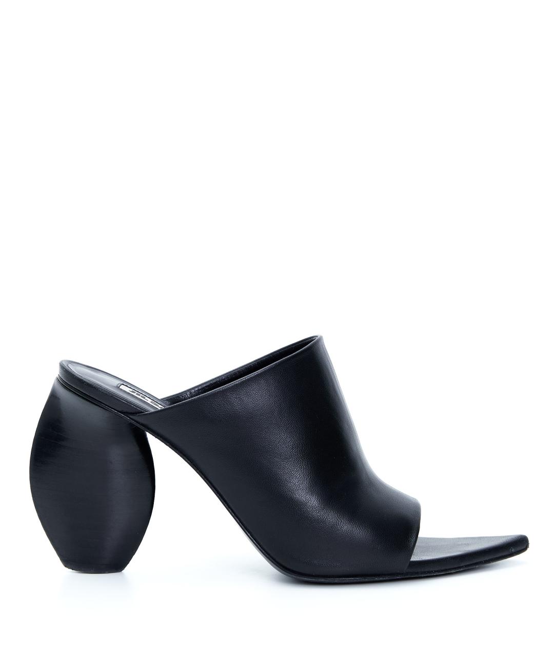 JIL SANDER Черные кожаные босоножки, фото 1