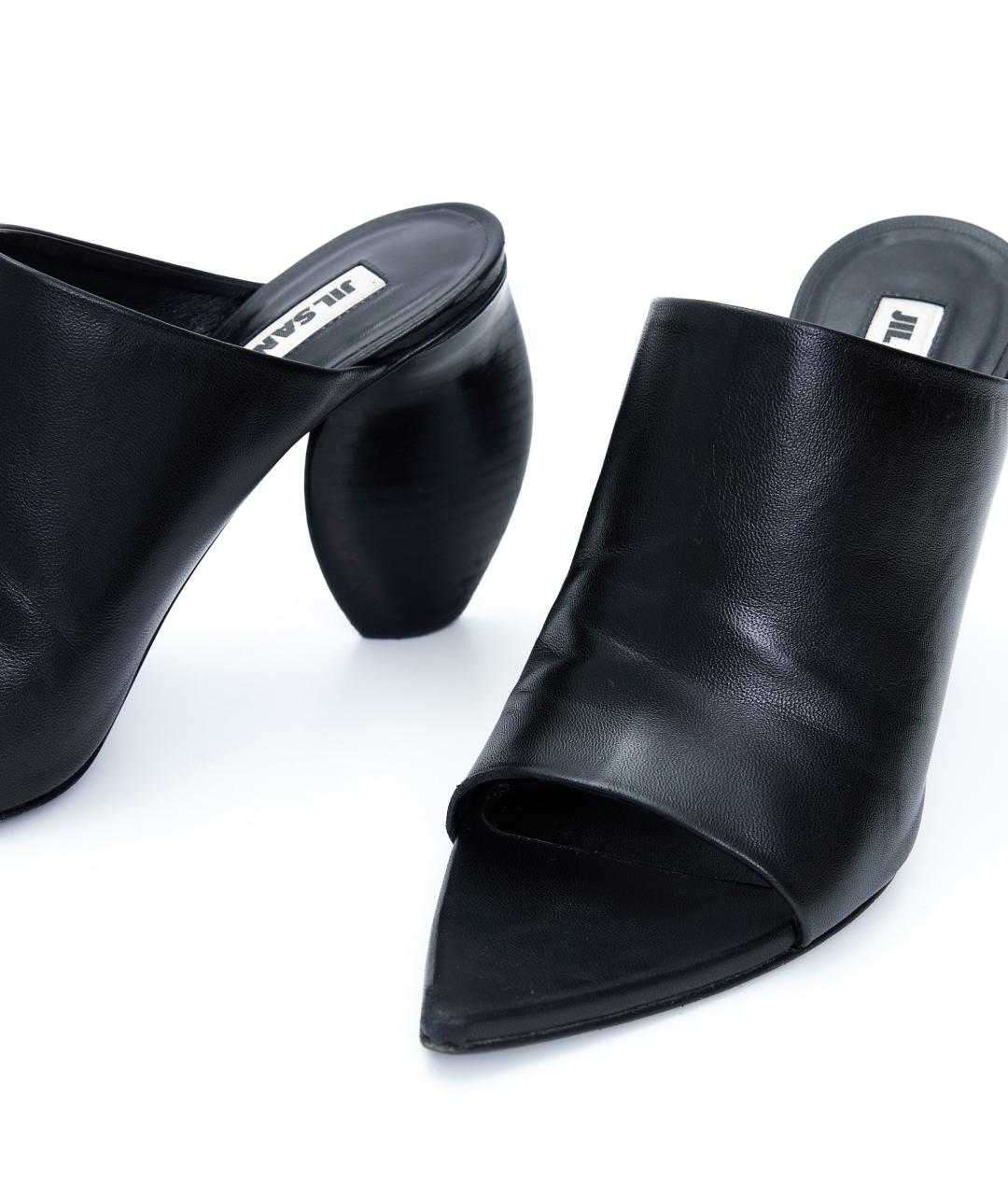 JIL SANDER Черные кожаные босоножки, фото 5
