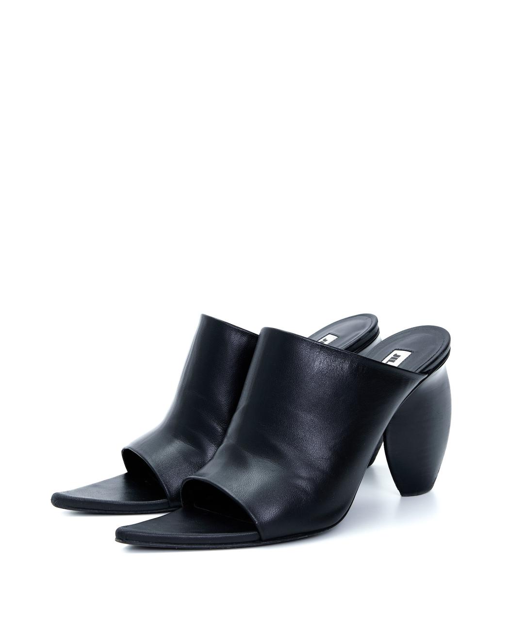 JIL SANDER Черные кожаные босоножки, фото 2