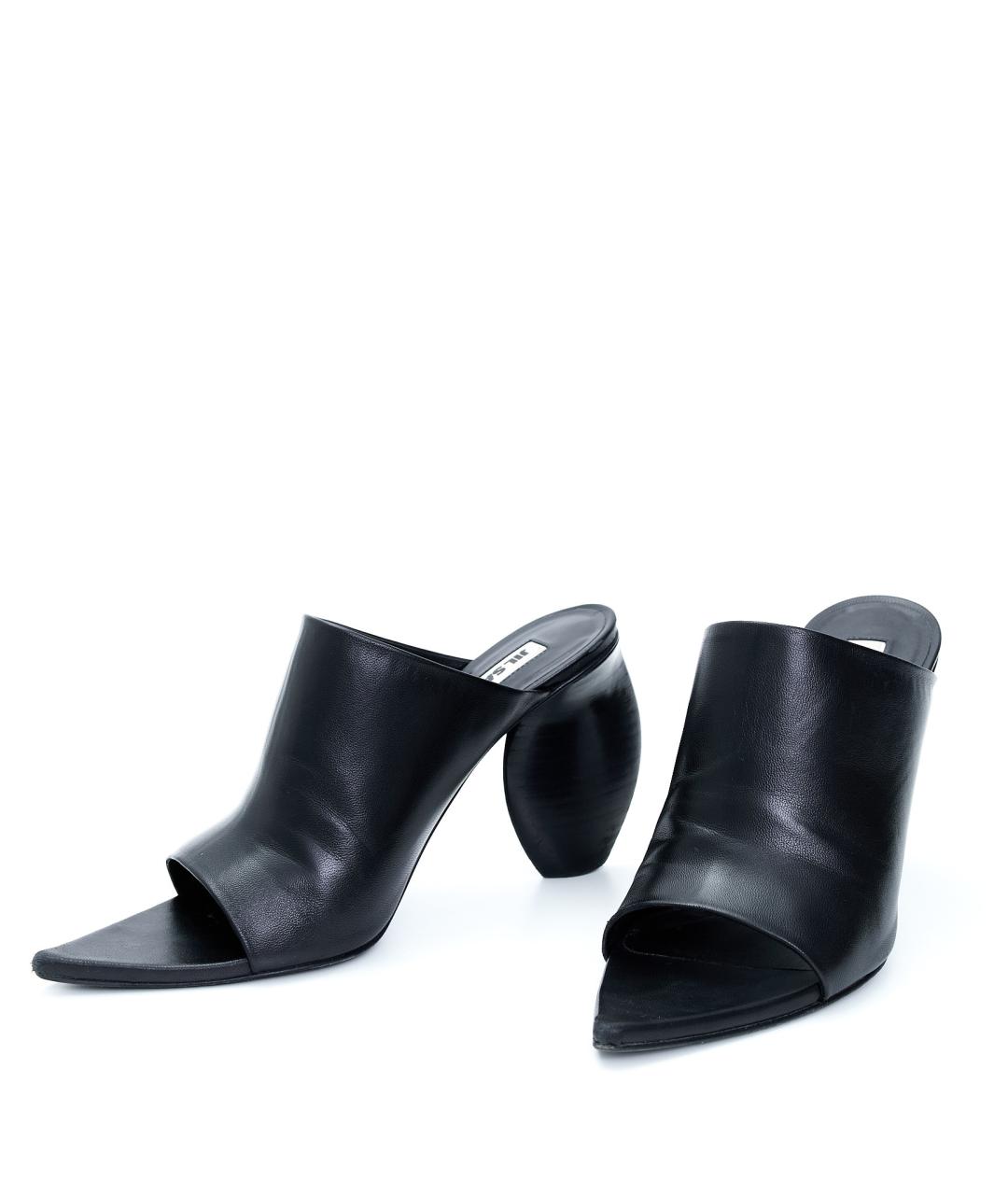 JIL SANDER Черные кожаные босоножки, фото 4