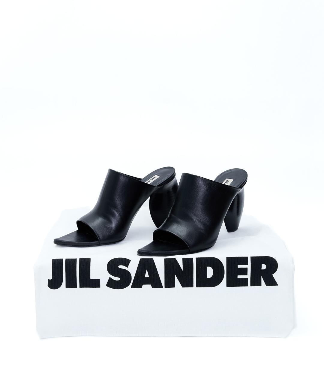 JIL SANDER Черные кожаные босоножки, фото 7