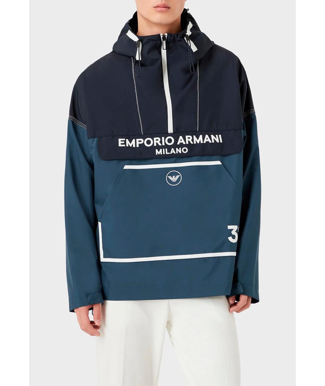 EMPORIO ARMANI Синяя полиэстеровая куртка, фото 4