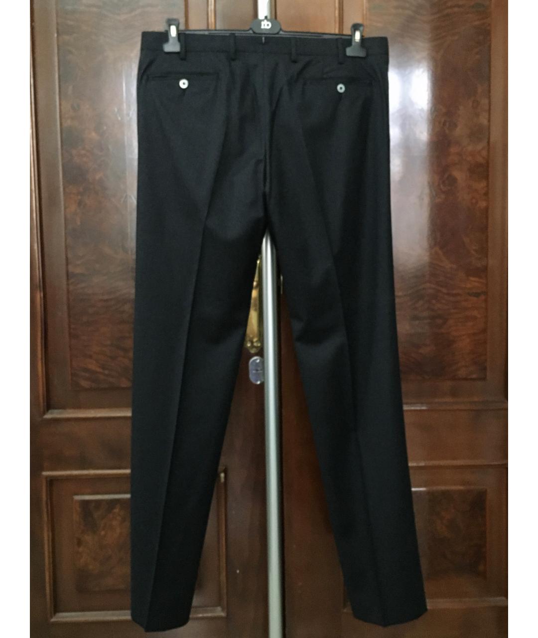 BILANCIONI Антрацитовые шерстяные классические брюки, фото 3