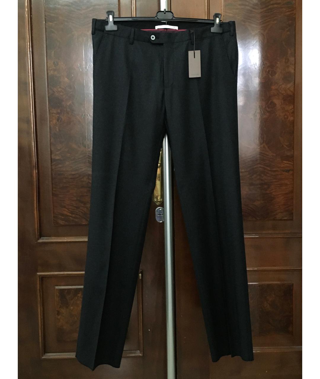 BILANCIONI Антрацитовые шерстяные классические брюки, фото 2