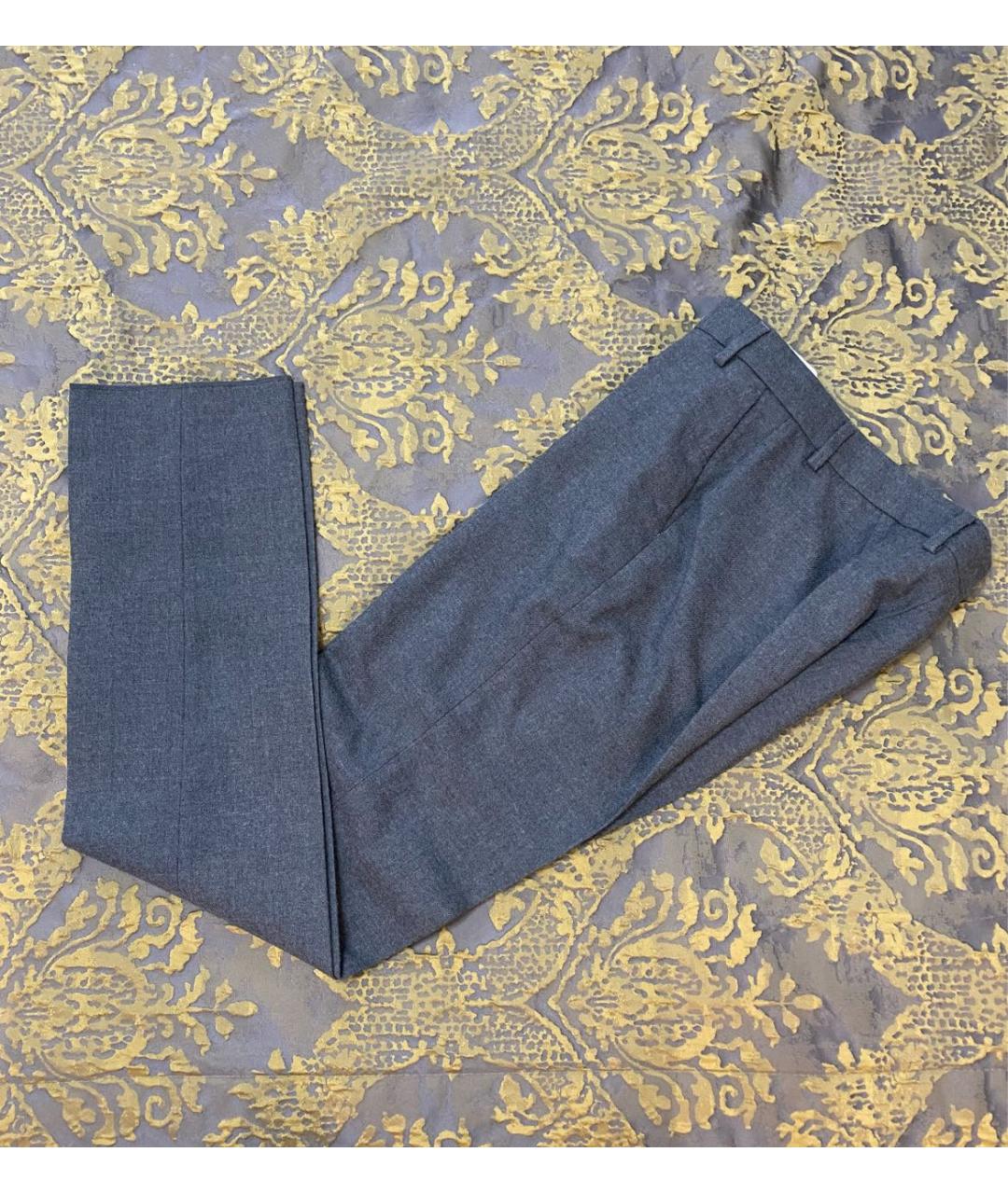 MULBERRY Серые шерстяные прямые брюки, фото 2