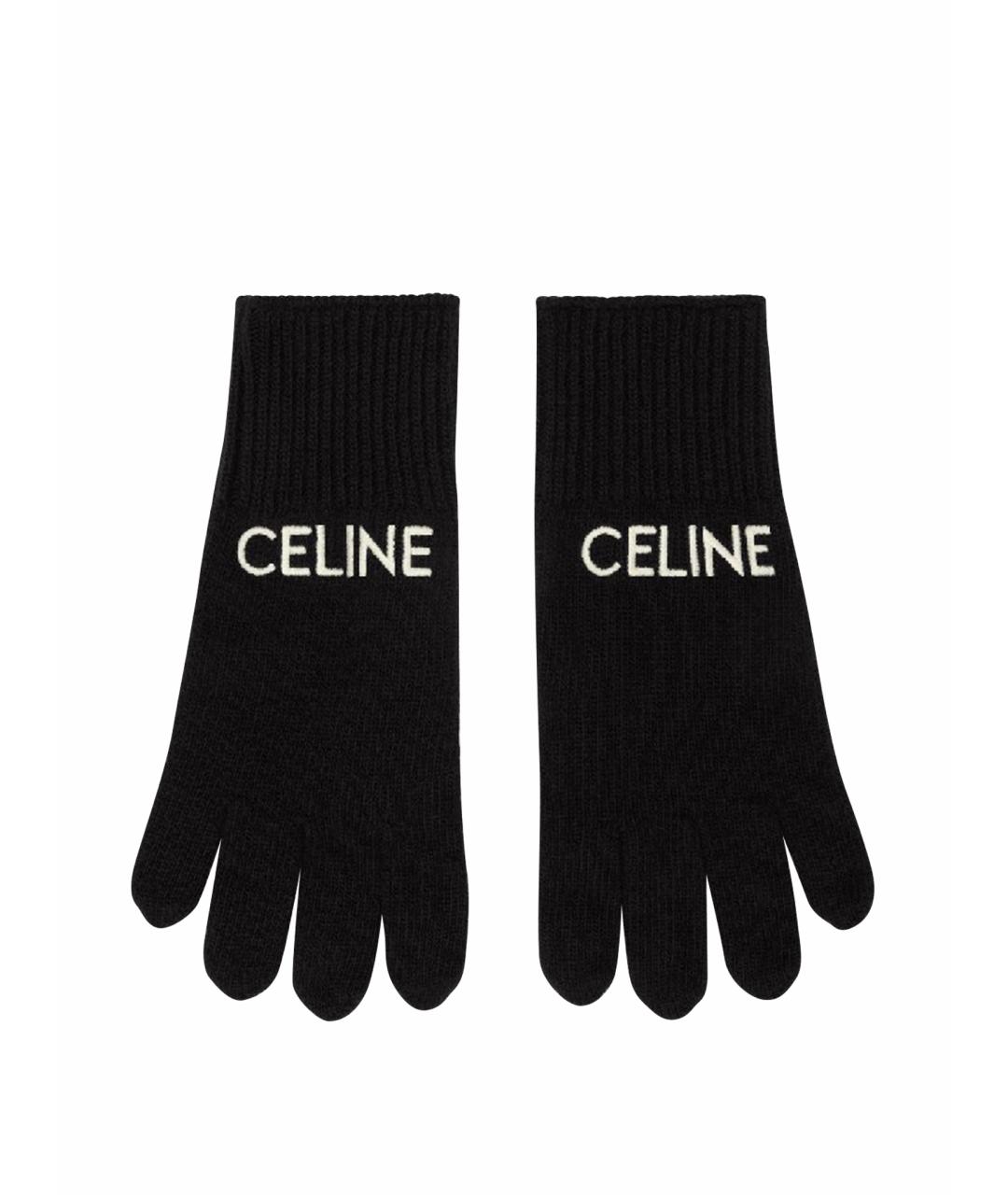 CELINE Черные шерстяные перчатки, фото 1