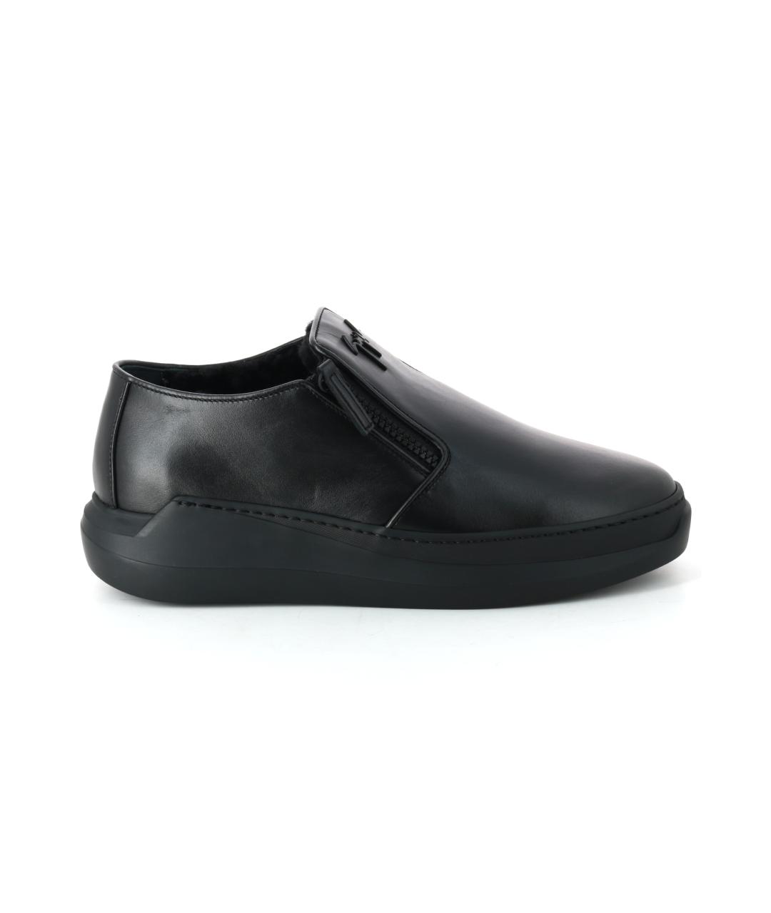 GIUSEPPE ZANOTTI DESIGN Черные кожаные низкие ботинки, фото 1