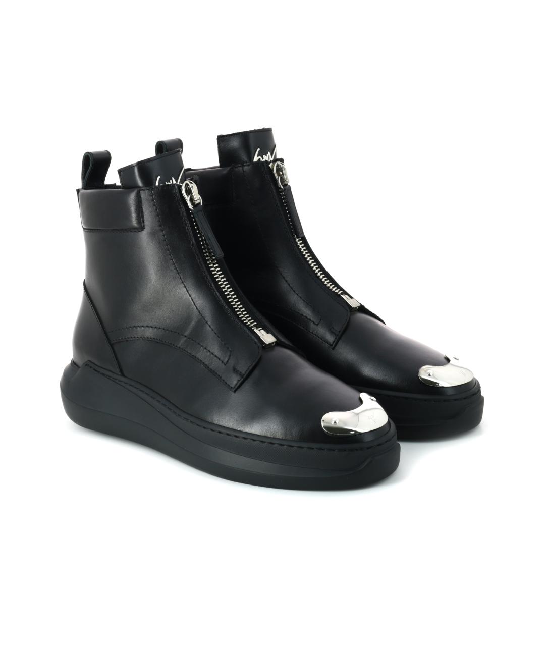 GIUSEPPE ZANOTTI DESIGN Черные кожаные низкие ботинки, фото 2